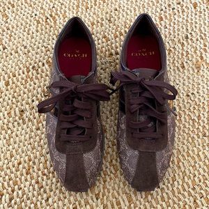 COACH ROSALITA SIGNATURE C LOGO SNEAKER SHOE CHESTNUT/BROWN/SUEDE SIZE 6